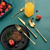 Titanium Golden Plated Silverware Flatware Set | Yedwo